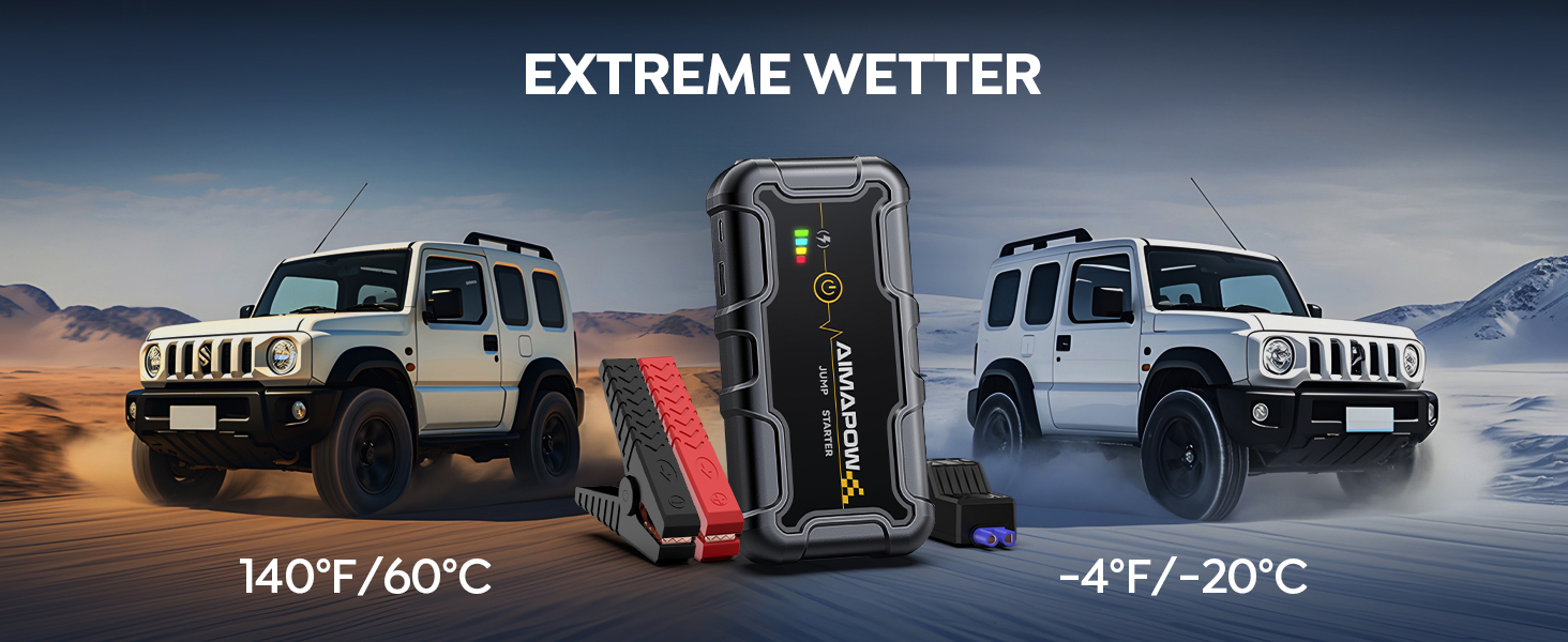 Powerbank з компресором та пусковим пристроєм AIMAPOW для автомобіля: 27000mAh, 160PSI, 6000A, LED-ліхтар, сумісний з бензиновими та дизельними двигунами (до 12.0L)
