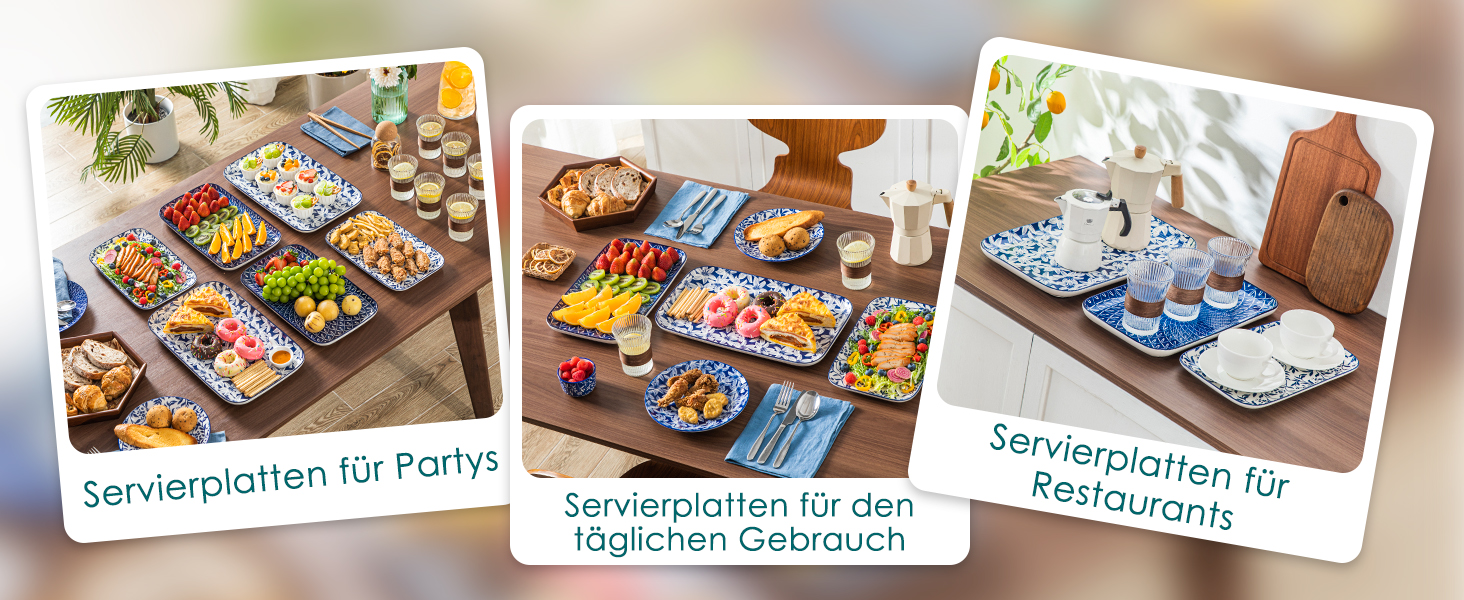 Набір тарілок Vancasso Selene, прямокутні білі порцелянові тарілки для закусок, суші, десертів, 22x13 см (3 шт)