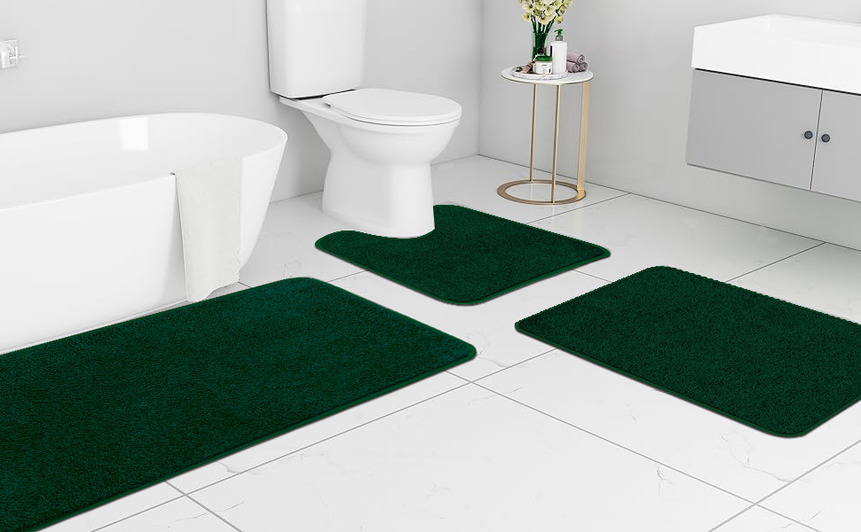 Комплект килимків для ванної кімнати: м'який мікрофібровий килимок 50x80 см та килимок для унітазу 50x40 см, чорний, нековзний, для ванної кімнати