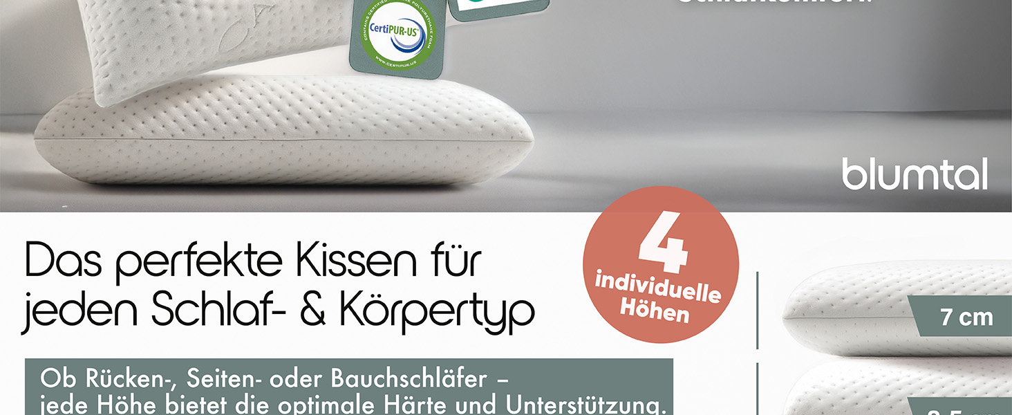 Ортопедична подушка Blumtal з Memory Foam для підтримки шиї, 70x36x11 см, знімний чохол, сертифікат Oeko-TEX®