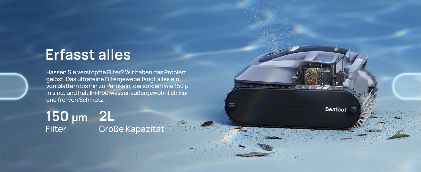 Робот-пилосос для басейну Beatbot AquaSense 2 з кришкою, акумуляторний, для чищення дна та стін, з функцією паркування, синій 
