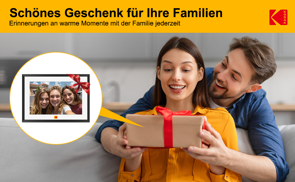Цифровий фоторамка Kodak WiFi 10.1 дюйм з Wi-Fi, 32GB, сенсорний екран, акумулятор, дерево