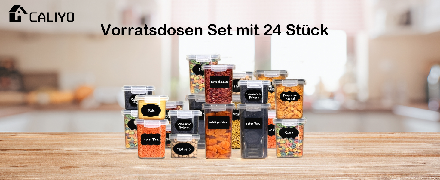 Набори контейнерів для зберігання CALIYO з кришкою, 24 шт. - герметичні, для продуктів, BPA Free