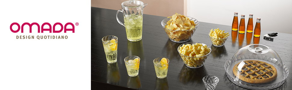 Форма для випічки Omada Design Linea Diamond з акрилу, 36 см, з кришкою, для фруктів та випічки, Made in Italy