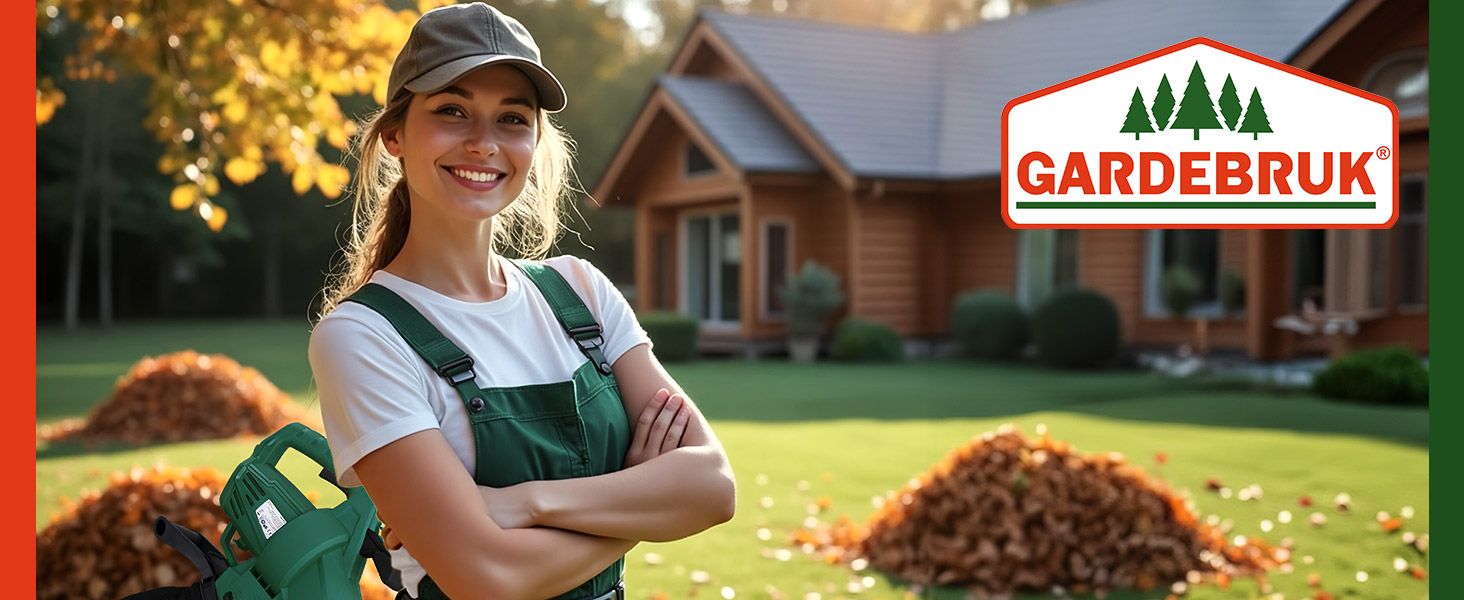 Електричний садовий повітродув-пилосос Gardebruk 3 в 1 з подрібнювачем листя, 3000W, 270 км/год, 45 л, ремінь на плече