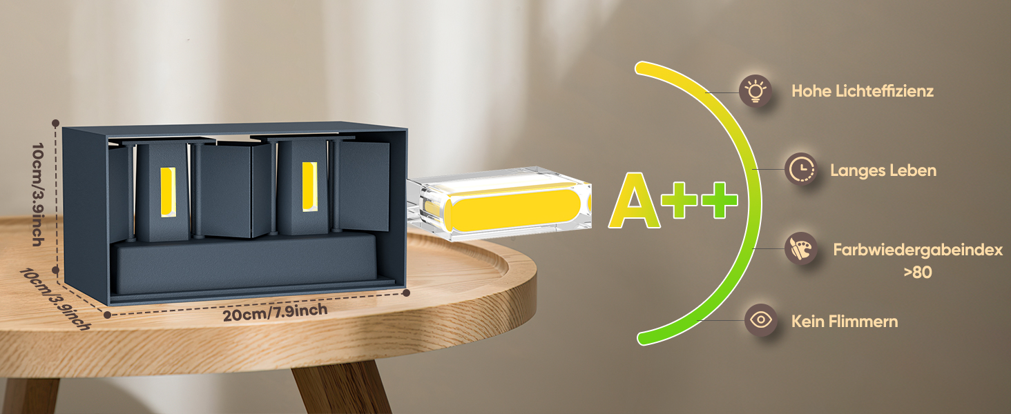 Стіна LED-світильник vatato 24W, тепле біле світло 3000K, вологозахищений IP65, алюмінієва настінна лампа для вулиці та дому з регульованим кутом нахилу, антрацит