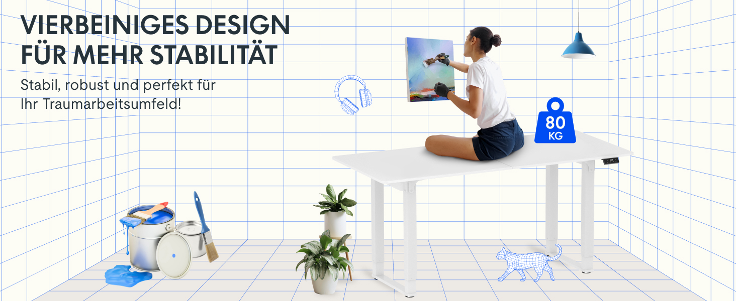 Регульований стіл FLEXISPOT 180x80 см, 4 ніжки, 2 мотори, LED-дисплей, пам'ять, для офісу, конференцій, їдальні, білий