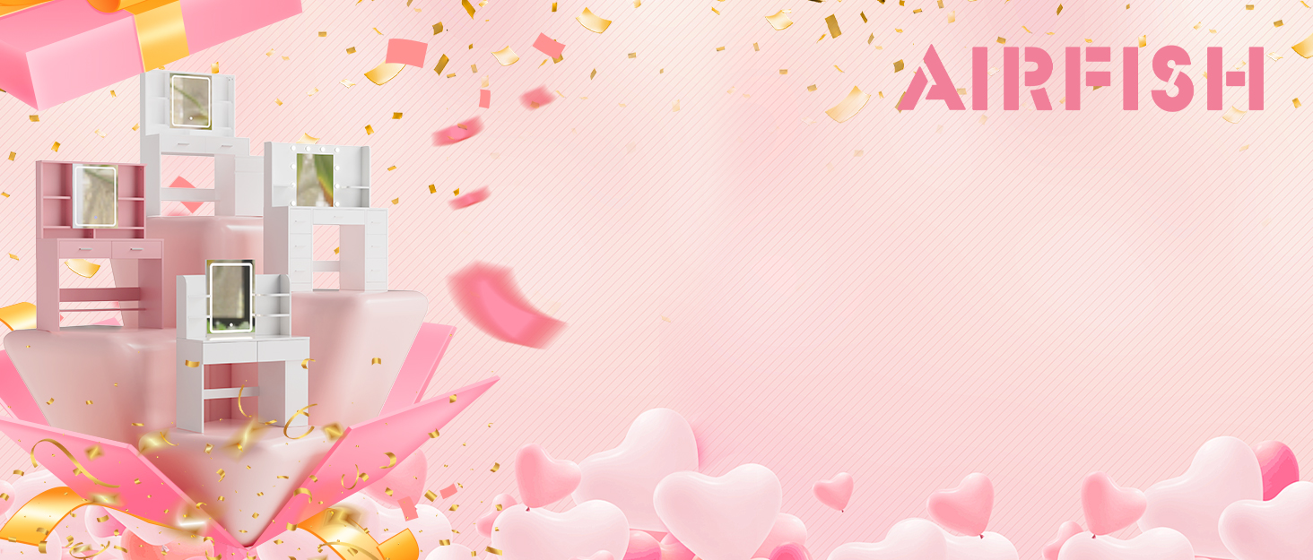 Трюмо Airfish з підсвічуванням 108x40 см: стіл для макіяжу з дзеркалом, 2 шухляди, 3 кольори, регулювання яскравості, для спальні/вітальні (білий)