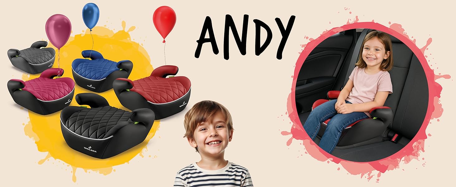 Автобустер WALSER Premium Andy ISOFIX 125-150 см, чорний - Дитячий автокрісло підвищувач ECE R129 (2024)