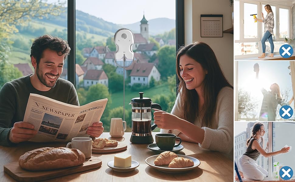 Робот-прибиральник вікон HUTT S7 з функцією розпилення, 5500Pa, 3D-подушка, 80мл бак, автоматичний, з багаторазовим захистом, 8 мікрофібра, у кейсі