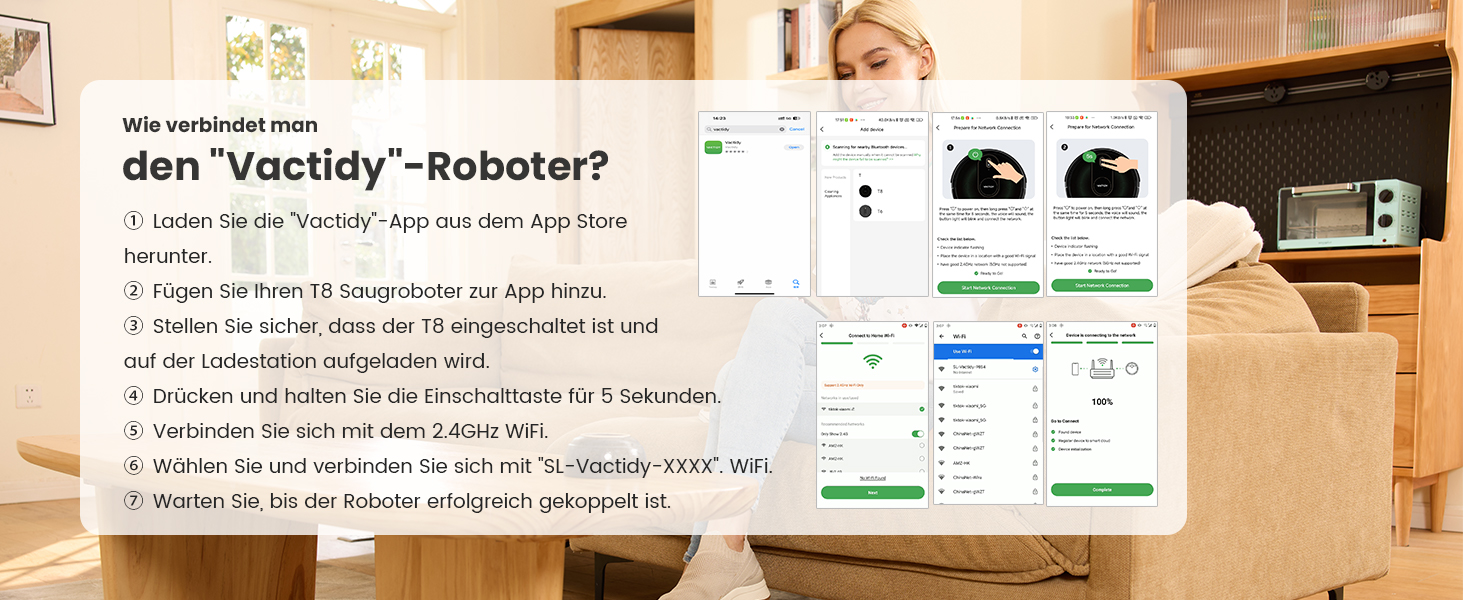 Робот-пилосос Vactidy Nimble T8 2-в-1 з функцією миття, 3000Pa, 120 хвилин роботи, сумісний з Alexa, App, Siri, для видалення шерсті тварин, чорний