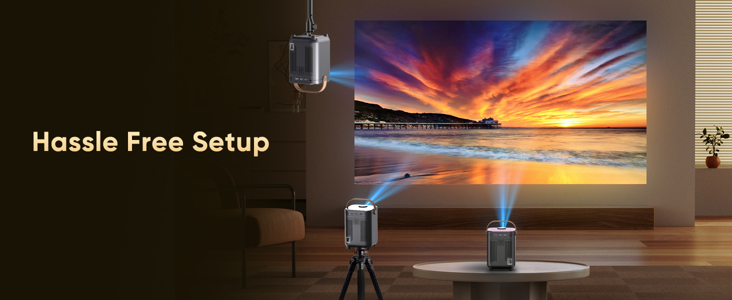 Міні проєктор Beamer Bluetooth Full HD 1080P для кіно та ігор, портативний, сумісний з iOS, Android, Windows, TV Stick, HDMI, Smartphone, ігровими консолями, USB, з пультом ДУ