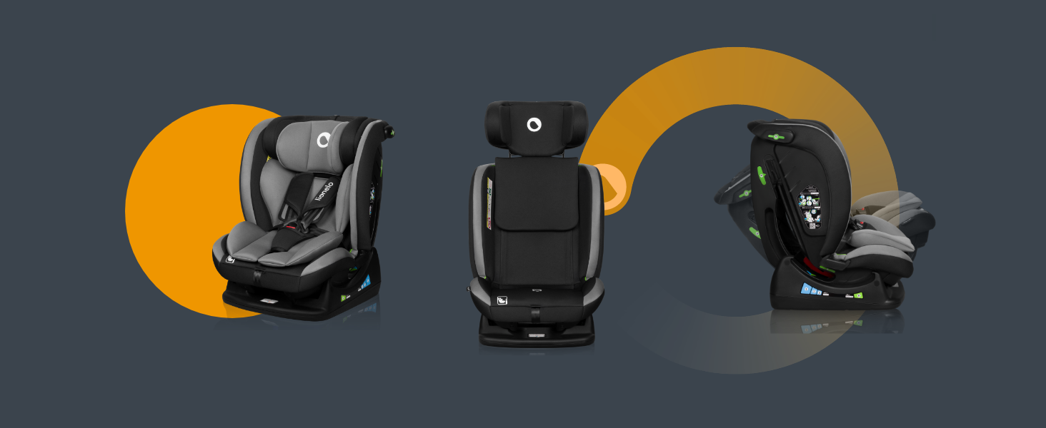 Автокрісло Lionelo AART I-Size для дітей 40-150 см, чорне, з регулюванням спинки та підголівника, R129 i-Size