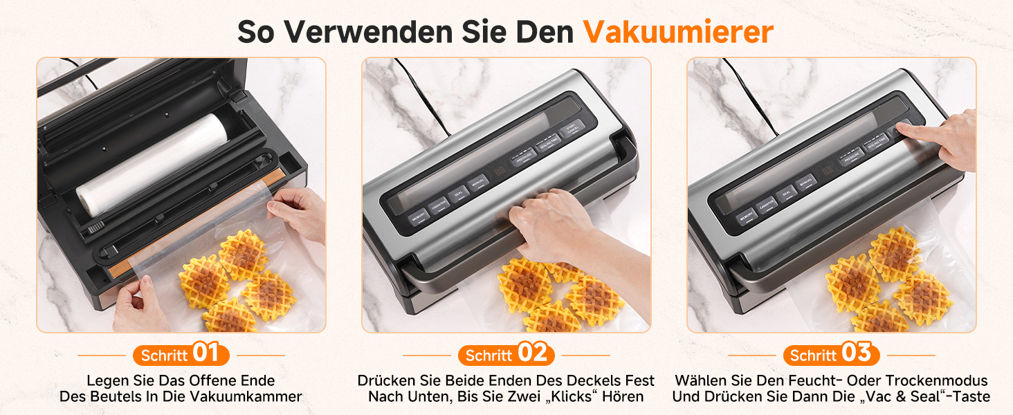 Вакууматор для продуктів 9-в-1 з потужністю 95 кПа, регулюванням часу та тиску, функцією пам'яті, подвійним запаянням, вбудованим різаком та відсіком для пакетів, корпус із нержавіючої сталі, у комплекті 2 ролини та шланг