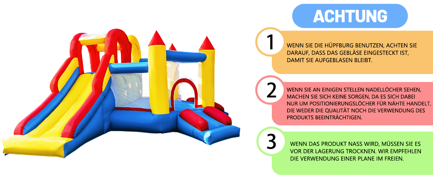 Надувний замок для дітей з насосом, міцний матеріал, для 3-4 дітей, ігровий намет для дому (315x245x194 см)