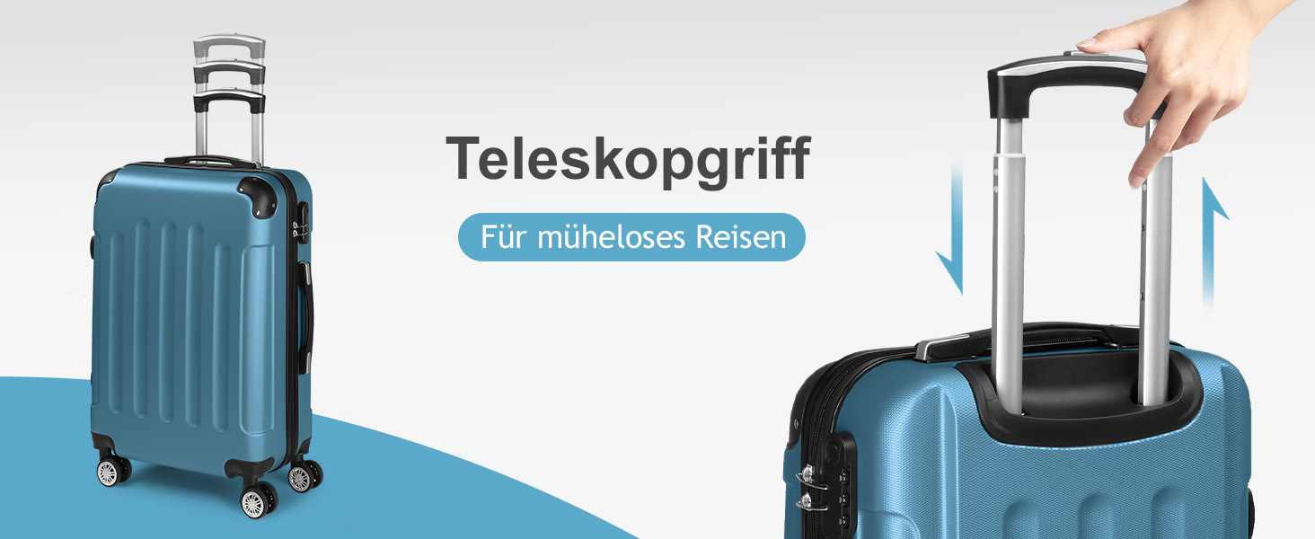 Набір валіз LEADZM 3 шт. з захистом кутів, ABS, телескопічний ручка, ручна поклажа (темно-синій)