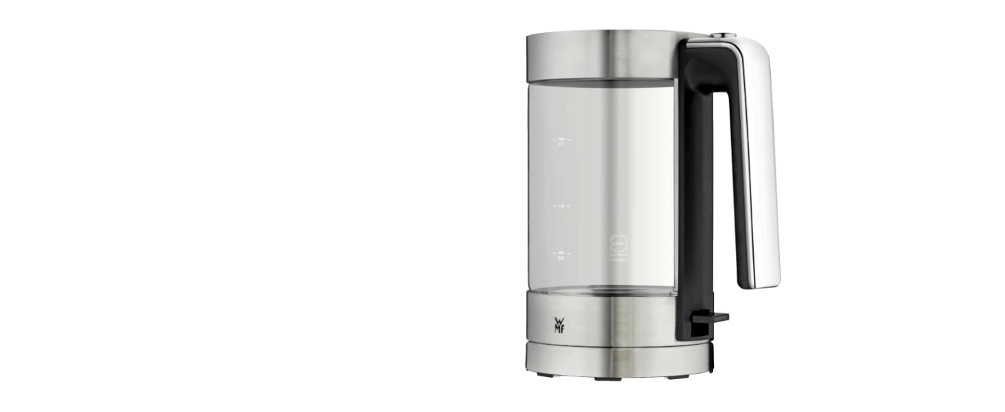 Електричний чайник WMF Lono зі скла, 1,7 л, з фільтром від накипу, бездротовий, 3000 Вт, матова нержавіюча сталь