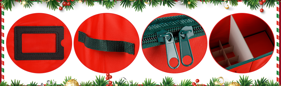 Коробка для прикрас на ялинку з 128 відділеннями, XL, з кришкою та кишенями, білий сітчастий матеріал