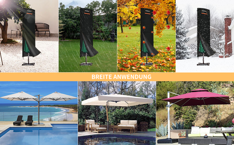 Чохол для парасольки від сонця, захисний чохол для парасольки, 3-5 м, великий розмір, захист від погодних умов, UV, вітру та снігу, 295x80/80 см