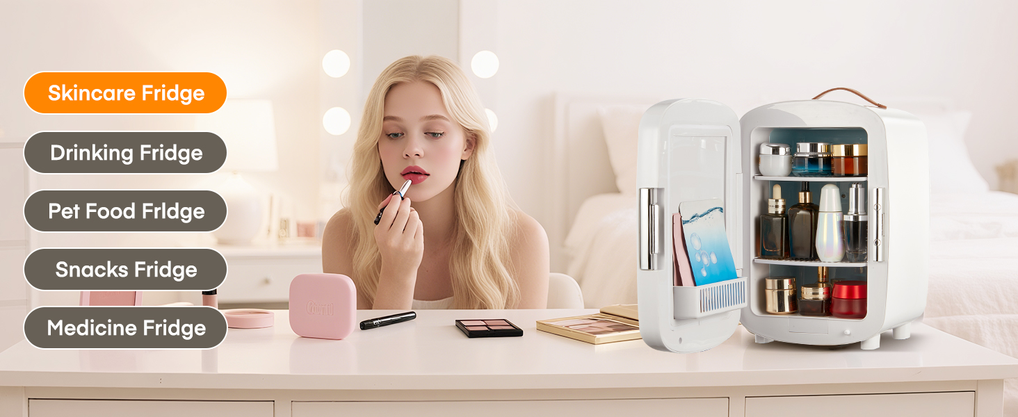 Міні холодильник FOHERE 10 л (12 банок), білий: для косметики, напоїв, авто, офісу