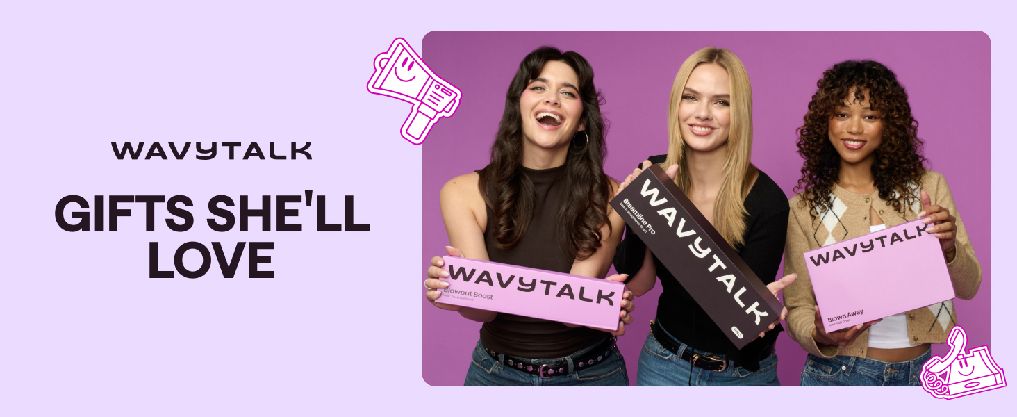 Wavytalk Фен-щітка 5 в 1 для волосся: сушіння, укладка, об'єм, локони, вирівнювання. Керамічна, 3 режими температури, рожевий колір, євровилка