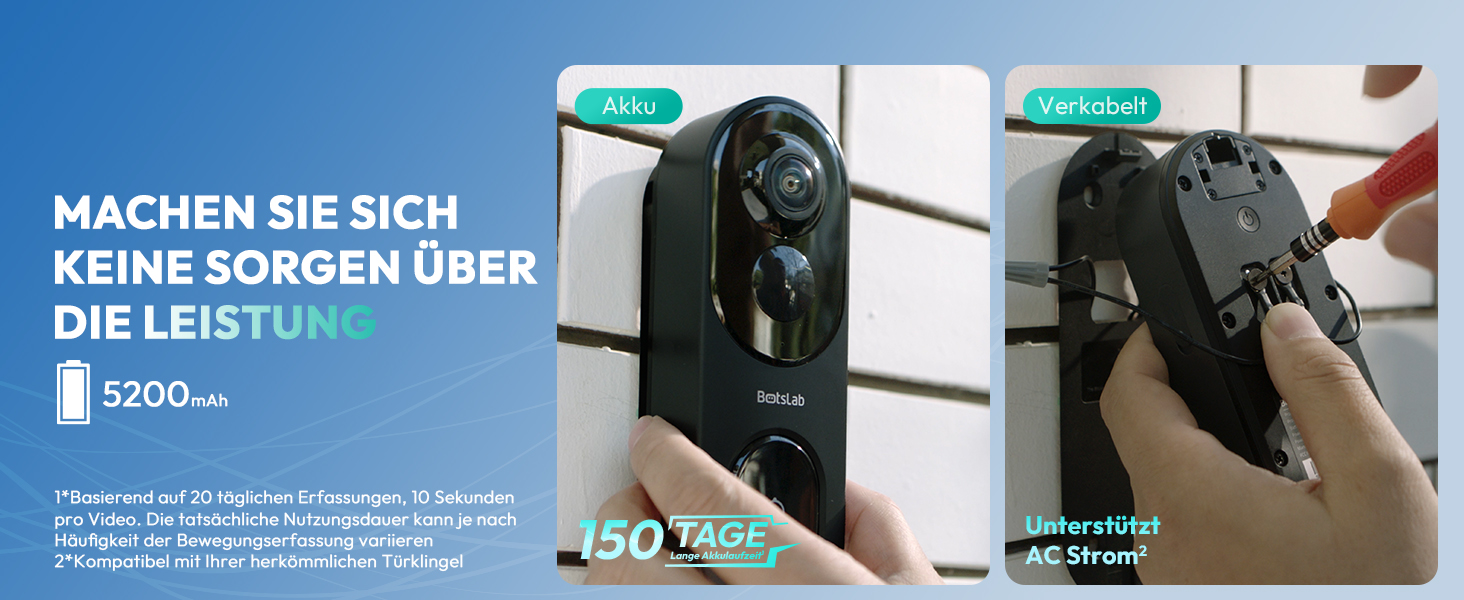 Відеодзвінок з камерою BOTSLAB 5MP, бездротовий, з AI, PIR, 360°, 2-way audio, без щомісячної плати R810