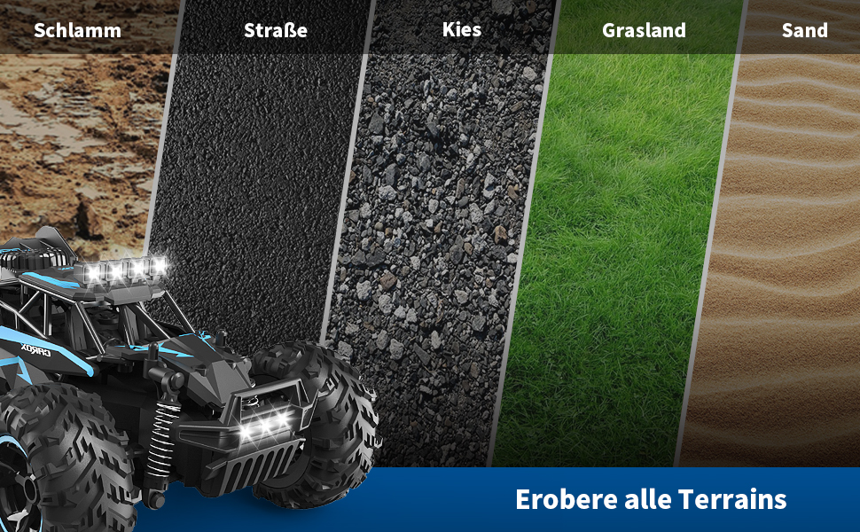 Радіокерований позашляховик Carox 1:18, 2.4 GHz, 25 км/год, Monstertruck з підсвічуванням (Червоний)