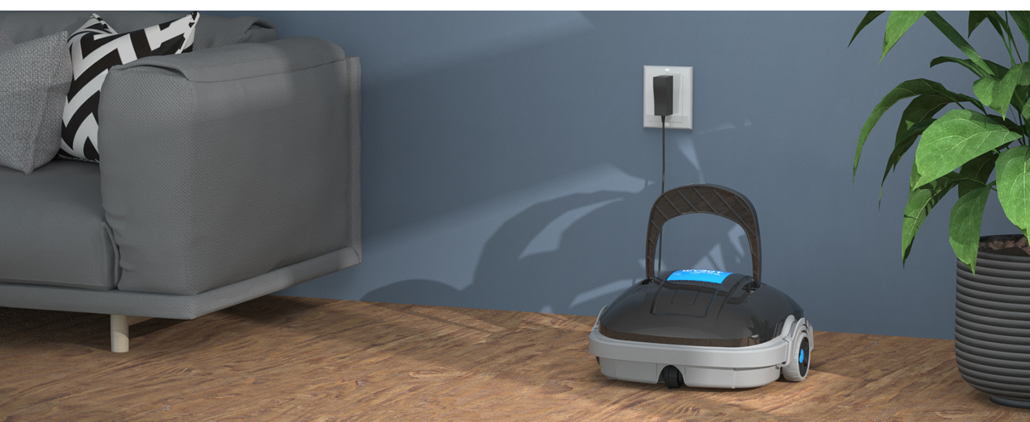 Робот для басейну акумуляторний бездротовий, Poolsauger Roboter з подвійним двигуном, автоматичне паркування, для плоских басейнів до 80 м², 100 хв роботи, подвійна фільтрація, темно-сірий
