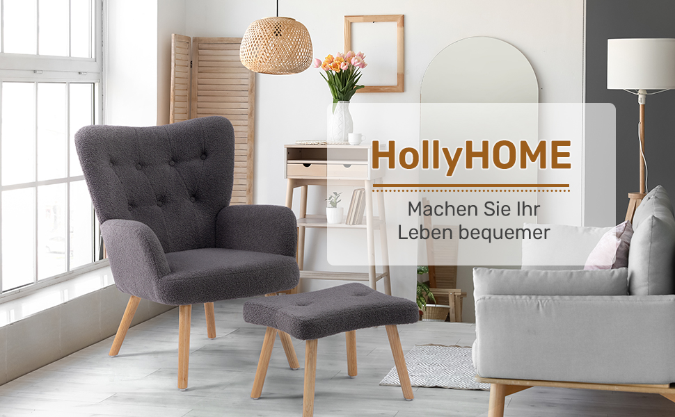 Крісло-гойдалка HollyHOME з плюшем, сіре, для вітальні та спальні. Зручне крісло-релакс, крісло-шезлонг, крісло-гойдалка з підлокітниками