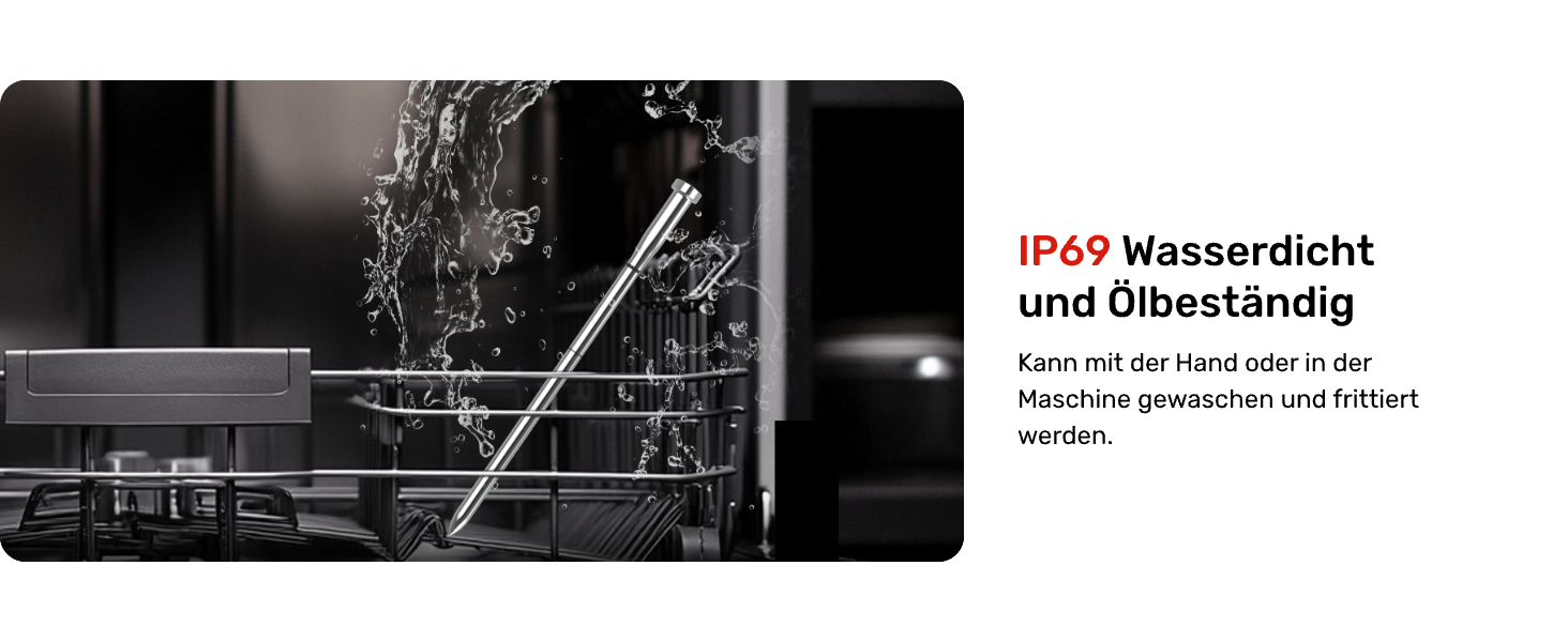 Бездротовий термометр для м'яса S Pro з Bluetooth, 6 датчиків, ±0,1°C, моніторинг через додаток, таймер, будильник, IP69 водонепроникний та олієстійкий