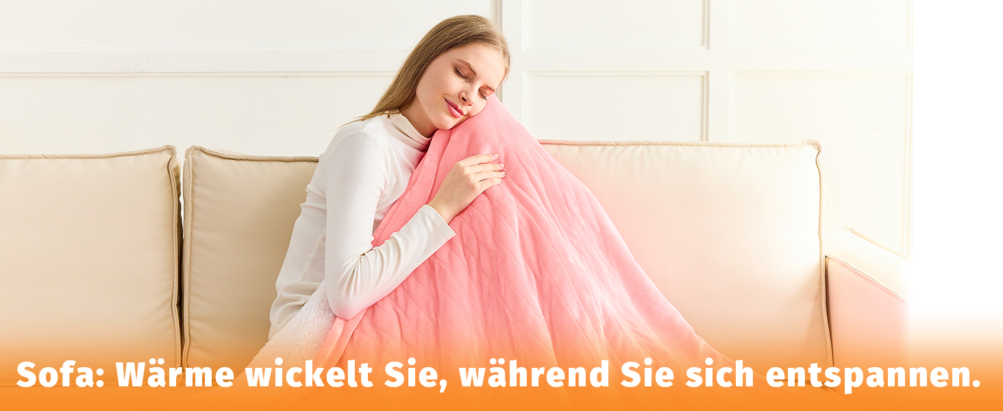 Електрична ковдра BOMOVA з автовимкненням, тепла та м'яка ковдра для дому, 10 режимів нагріву та таймер, подарунок для жінок, рожева, 130x180 см