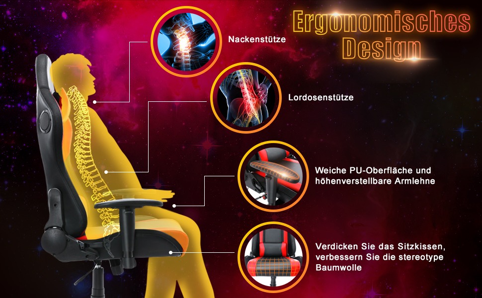 Ігрове крісло з RGB світлодіодами та динаміками, ергономічне, PU шкіра, висока спинка, сірий