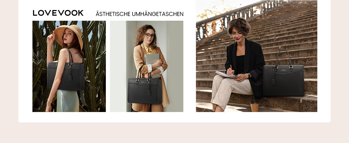 LOVEVOOK Сумка для ноутбука 15.6 дюймів, жіноча, велика, з PU-шкіри, для роботи, навчання, універсальна, чорна