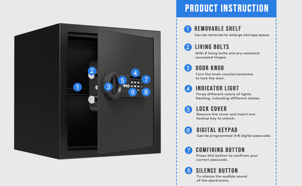 Розкішний сейф RPNB, футляр для грошей з цифровою клавіатурою, ідеально підходить для дому, офісу, готелю, ювелірних виробів і готівки, 34 л
