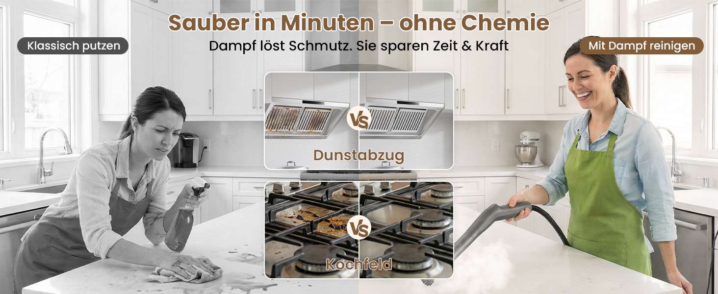 Портативний відпарювач 550 мл, 1500 Вт, з аксесуарами, для кухні, ванної, вікон, авто та оббивки (фіолетовий)