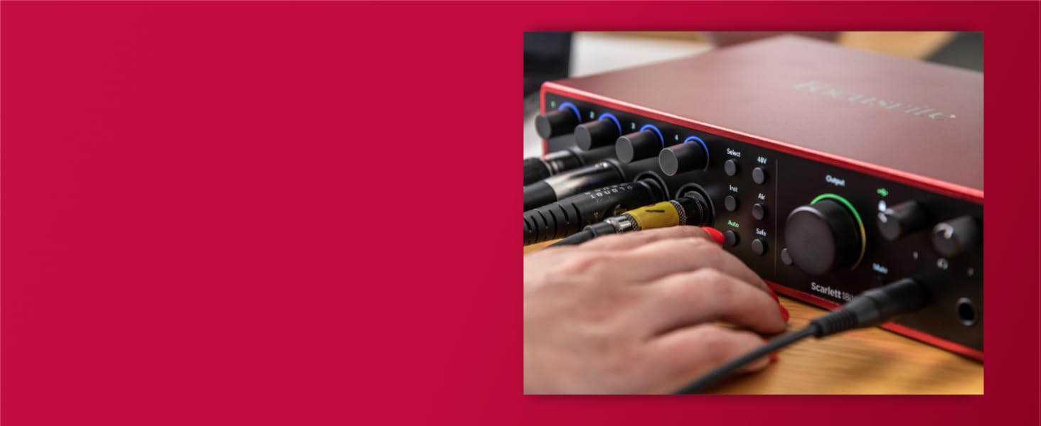 Звукова карта Focusrite Scarlett 4i4 4-го покоління USB: для гітаристів, вокалістів, музикантів - Hi-Fi студійна якість, комплект програмного забезпечення
