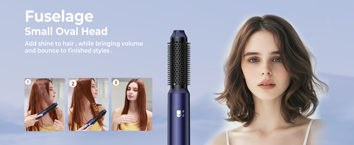UMIGA Hairstyler 5-в-1: Фен-щітка, плойка, випрямляч для волосся (Королівський синій)