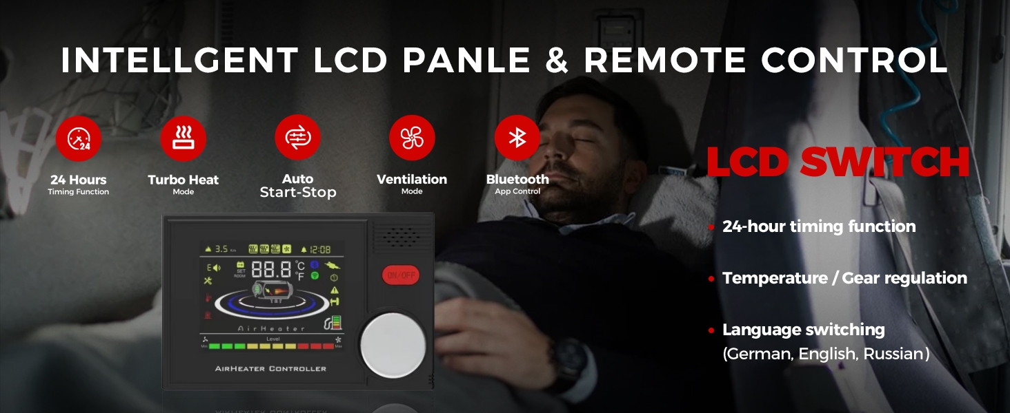 Дизельний опалювач 8kW з Bluetooth, 12V/24V/230V для вантажівок, фургонів, автодому, з автоматичним запуском та адаптером живлення, 2025 року випуску, блакитний