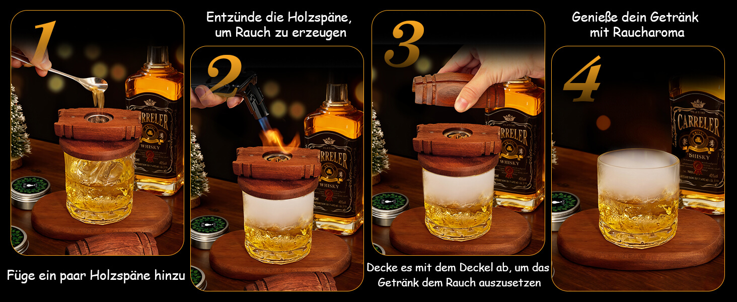 Набір для копчення віскі Cocktail Zubehör - Набір подарунків для чоловіків, віскі, коктейлі, день народження, батько, хлопець