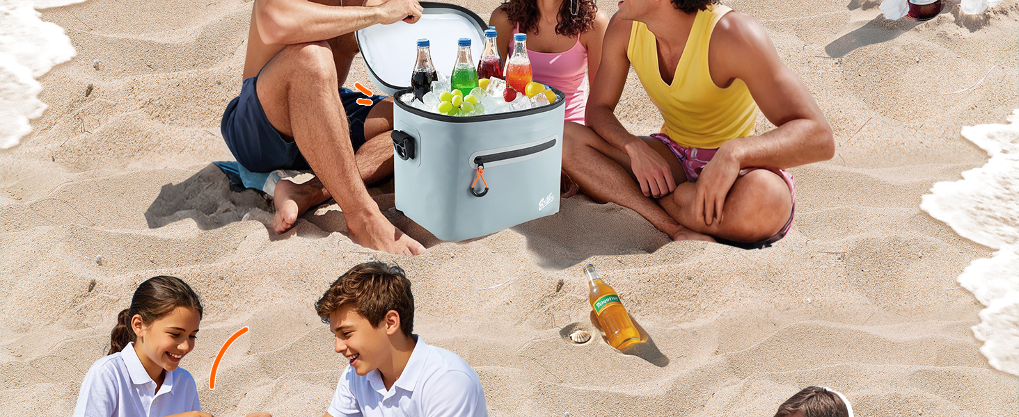 Термосумка-холодильник 7/14/24л ізольована водонепроникна для кемпінгу, пікніка, пляжу та грилю - міцна, сіра 7л