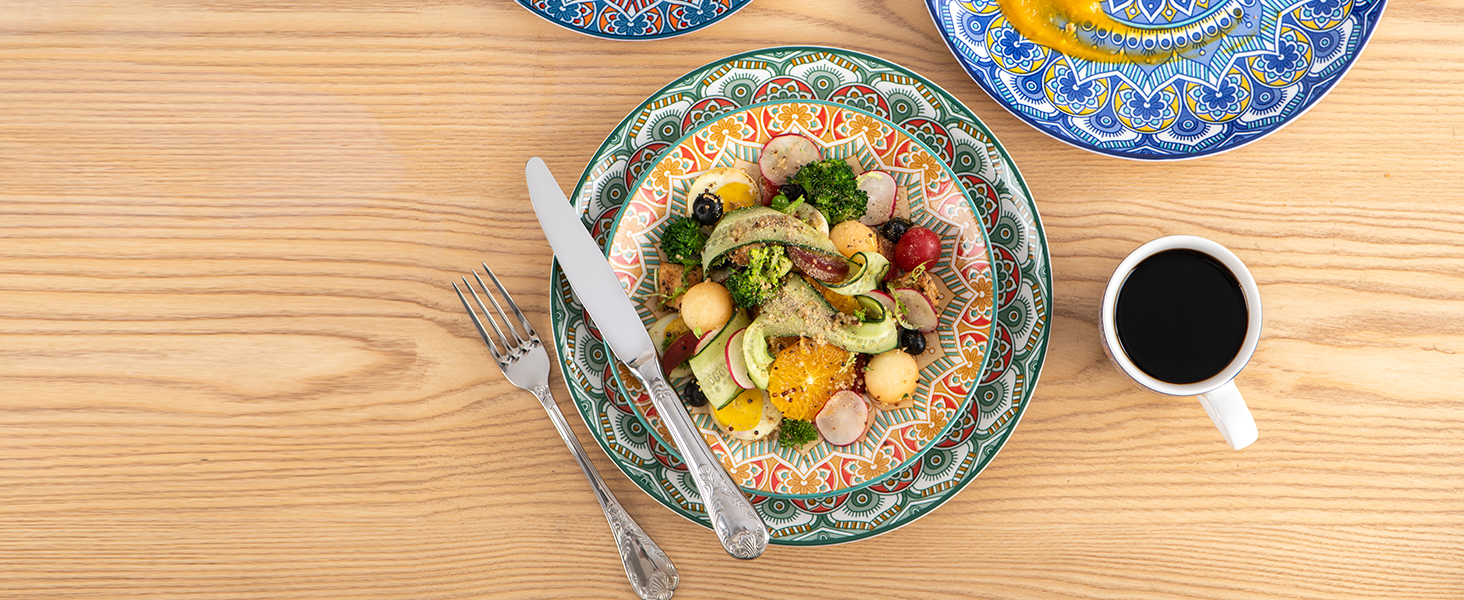 Набір посуду Vancasso MANDALA 48 предметів: сервіз для 12 осіб, ручна робота, богемський стиль