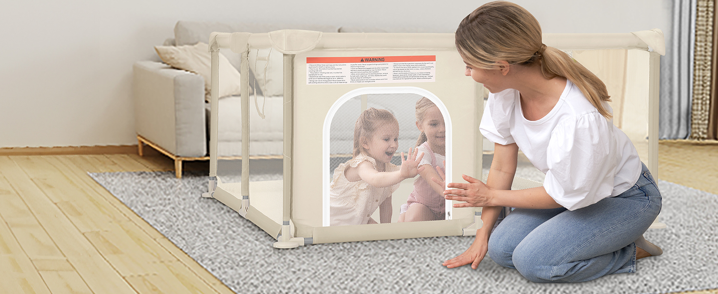 Дитячий манеж Dripex 124x124 см з дихаючою сіткою, сірий (124x124 см)