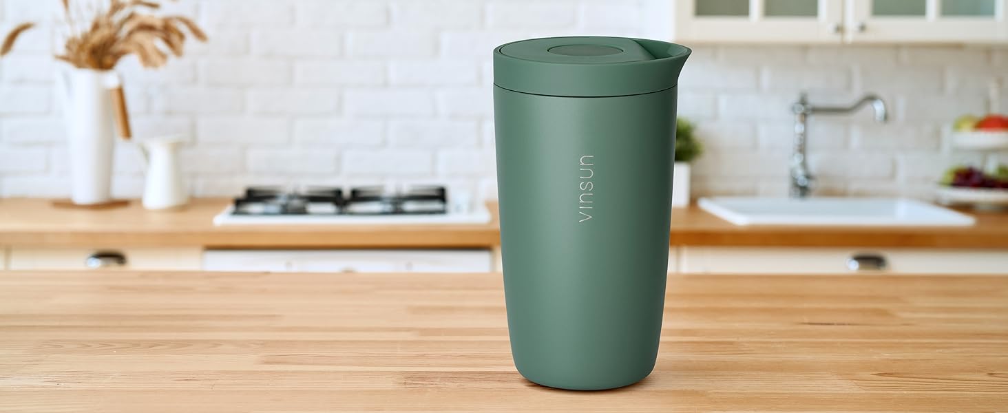Термокружка VINSUN 350 мл, з нержавіючої сталі, подвійні стінки, ізольована, без витоку, для гарячих та холодних напоїв, з Quick Press кришкою, для авто, університету (фіолетовий)