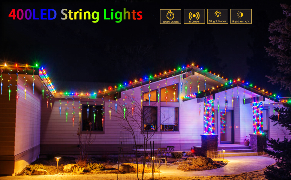 EASTERNSTAR Льодогенератор світлодіодна гірлянда 20м, 200 LED, тепле біле світло, водонепроникна, для декору саду, вечірки, весілля, Різдва