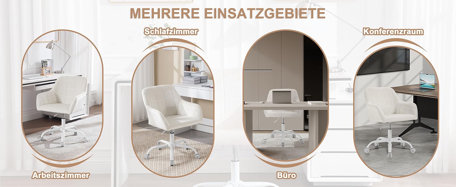 Офісний стілець WOLTU обертовий, ергономічний, з роликами, регульована висота, оксамит, темно-сірий/чорний для дому, офісу, спальні