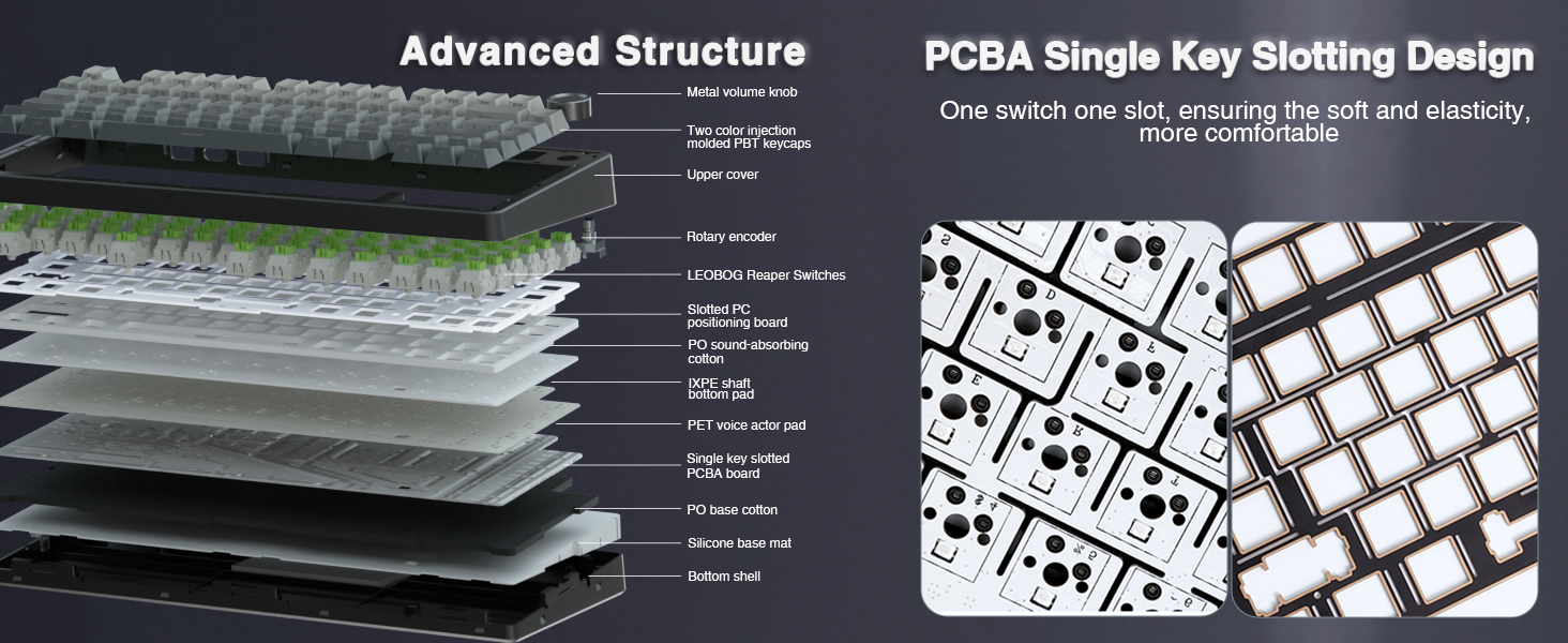 Механічна клавіатура AULA F75 PRO для геймінгу: бездротовий підключення 2.4GHz/BT5.0, Hot-Swap, QWERTY, сірий колір з градієнтом, 75%