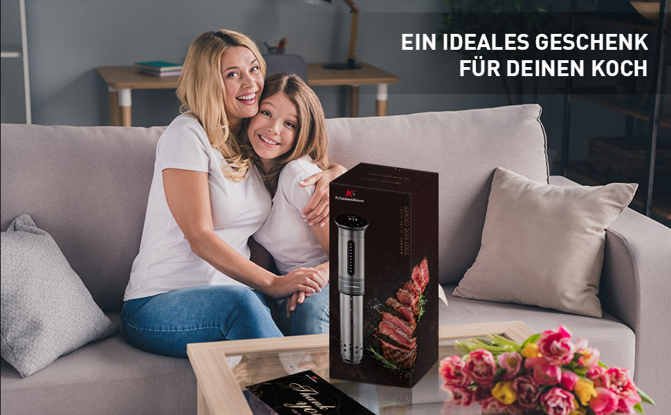 KitchenBoss Sous Vide Stick Garer: Прецизійний нагрівач 1100W з Wi-Fi, керування через додаток, вологозахист IPX7, LED дисплей, тихий циркулятор для приготування су-від