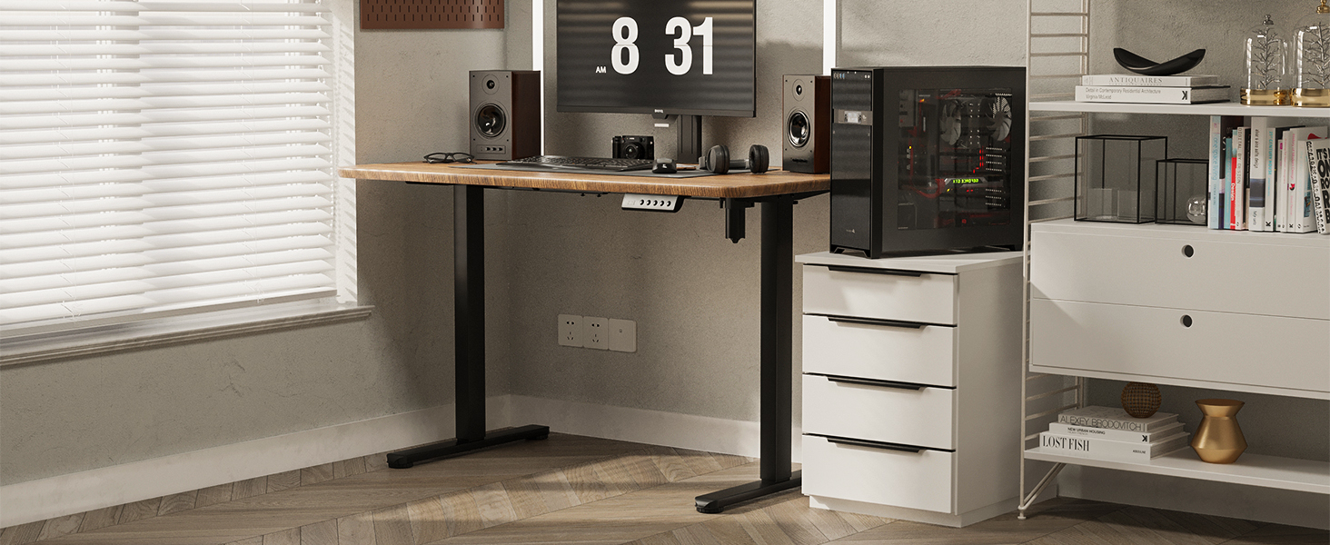 Електричний підйомний стіл BONTEC, чорний, для монітора, вантажопідйомність 85 кг, 102-160 x 61-76 см, 3 пам'яті