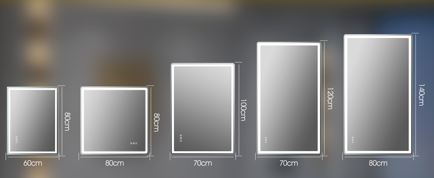 Дзеркало для ванної кімнати S'bagno з підсвічуванням Bluetooth 100x70 см, LED, антизапар, регулювання кольору, IP44