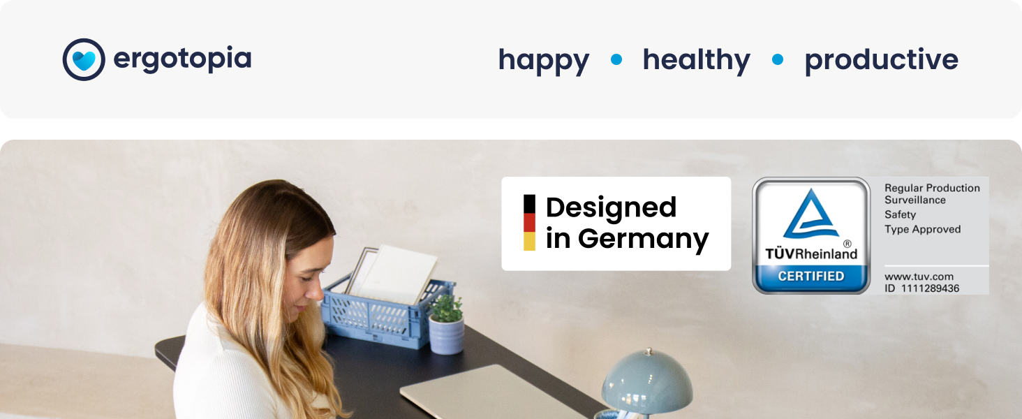 Ерготопія Десктопія Вone – Регульований стіл, електричний, з подвійним мотором, TÜV-сертифікований, 7 років гарантії, пастельно-блакитний